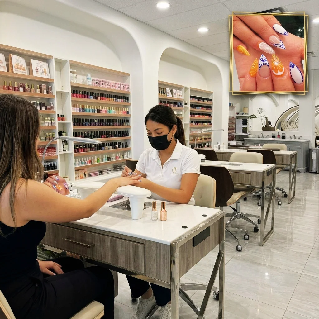 Trust Nails & Spa nail technician performing manicure in Kissimmee FL salon