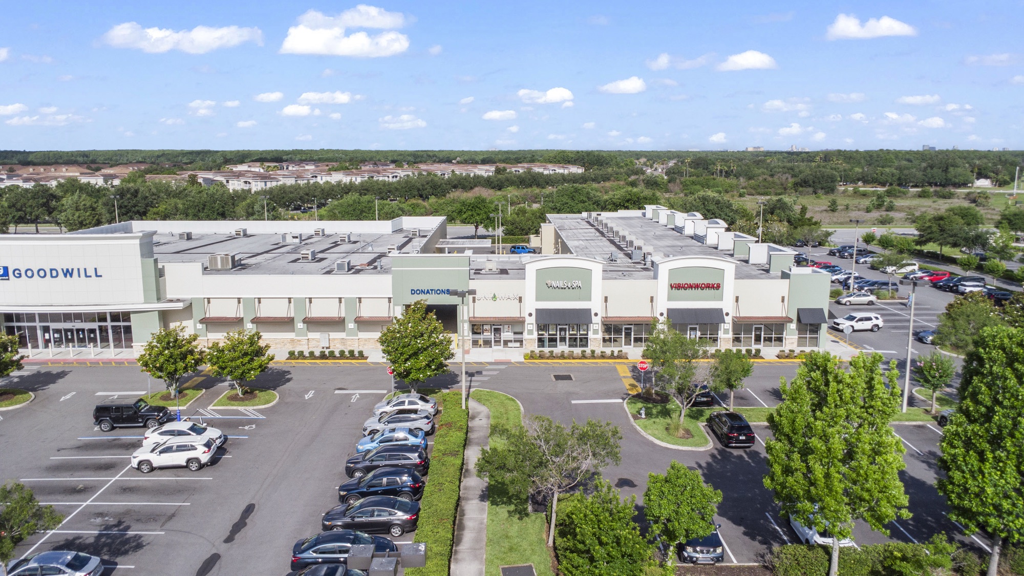 Aerial view of the Publix plaza parking
