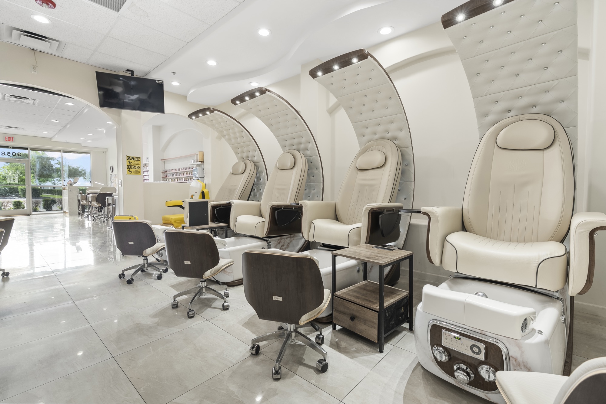 Pedicure lounge seen from the entrance