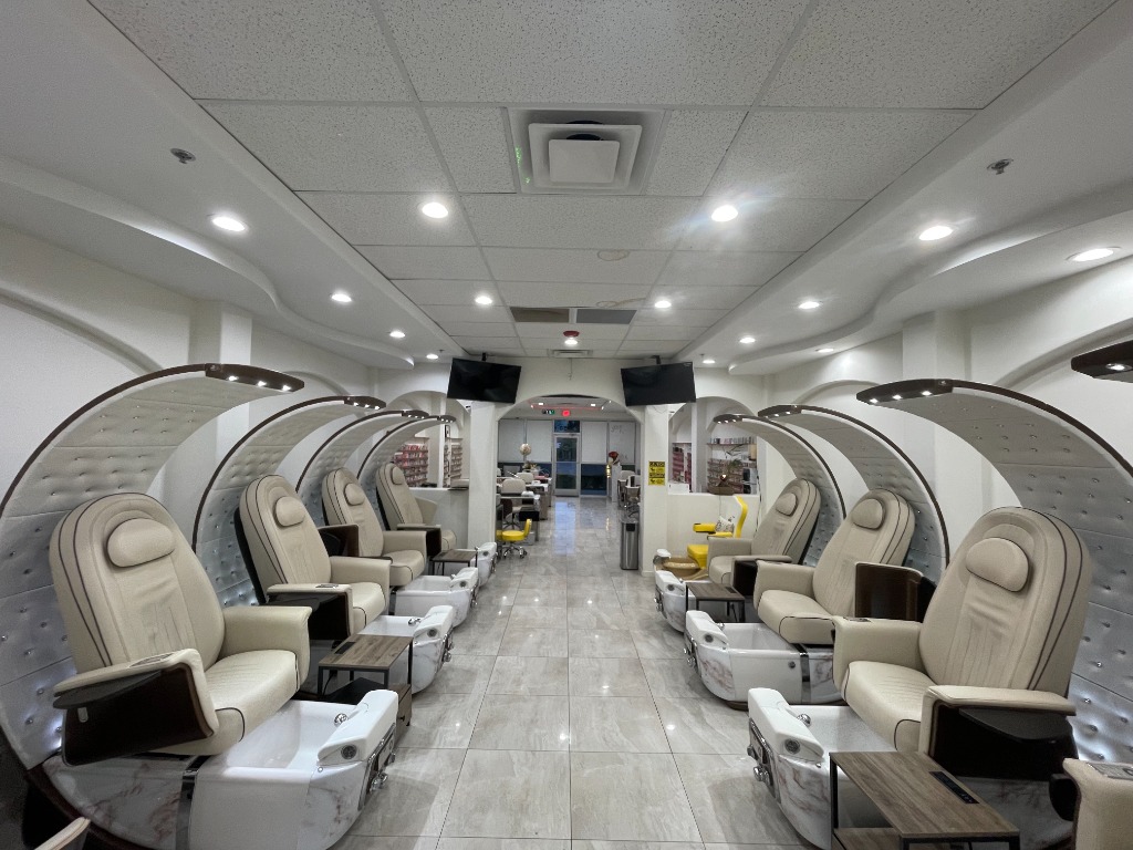 Pedicure in progress in a Lexor Prive chair at Trust Nails and Spa in Kissimmee