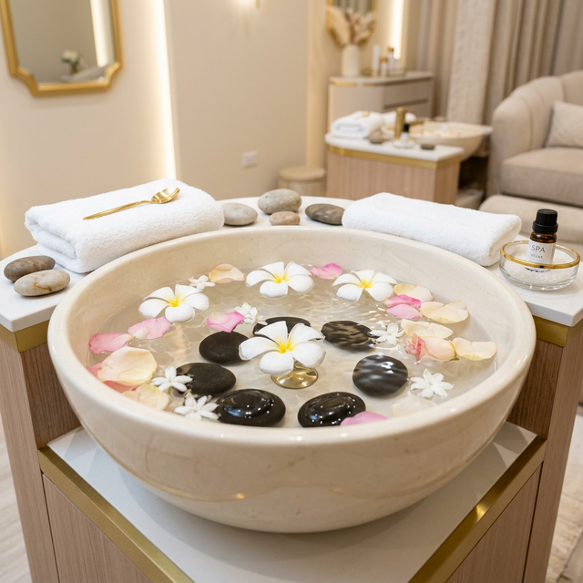 Disposable hygiene liner in a pedicure bowl before a client is seated