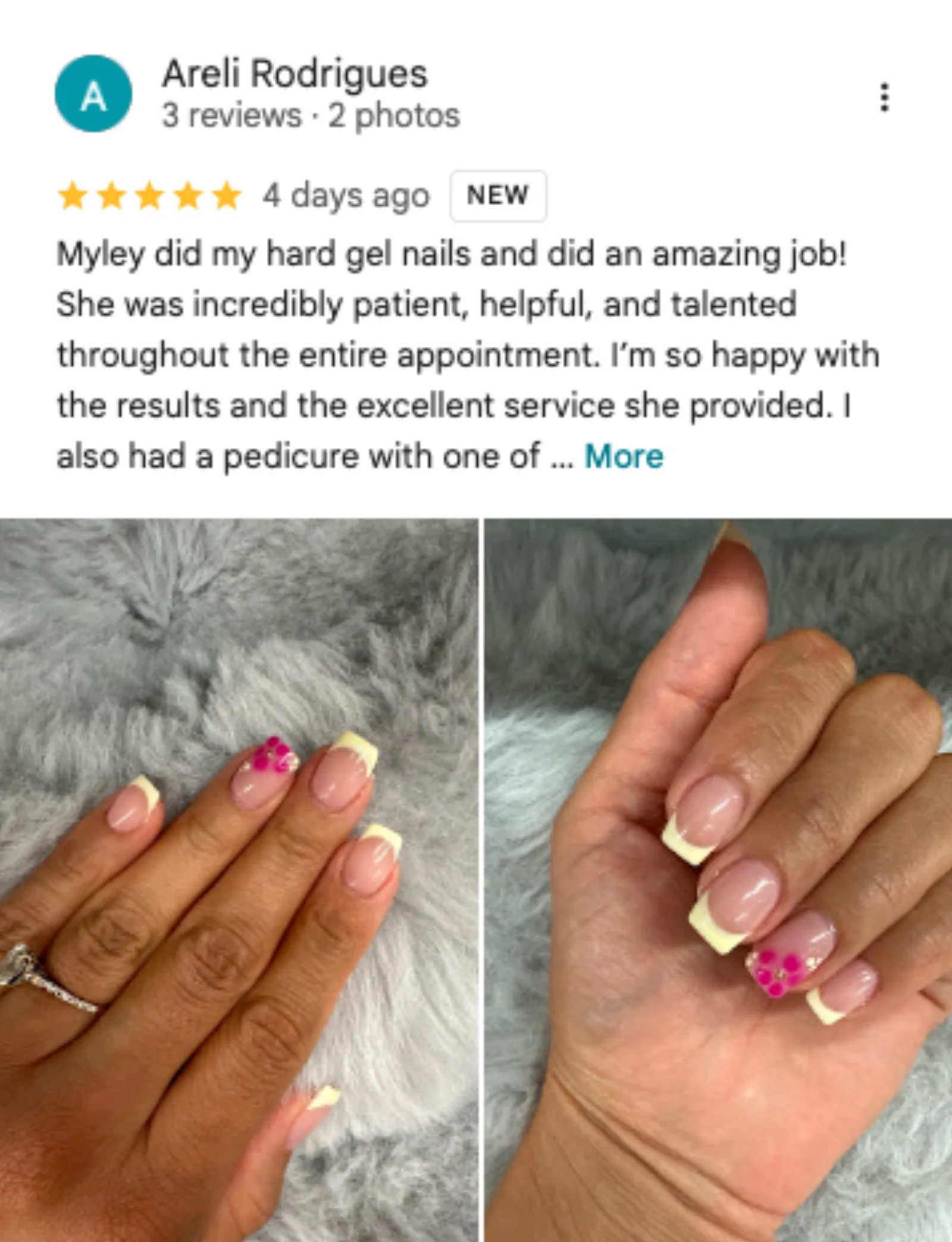 Areli Rodrigues 5-star Google review of Trust Nails & Spa