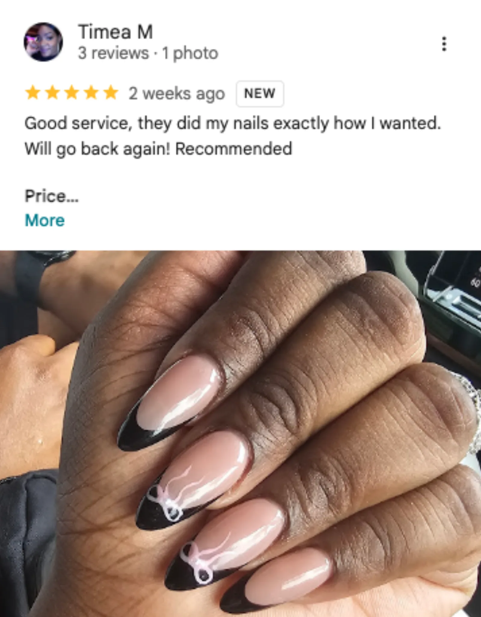 Timea M 5-star Google review of Trust Nails & Spa