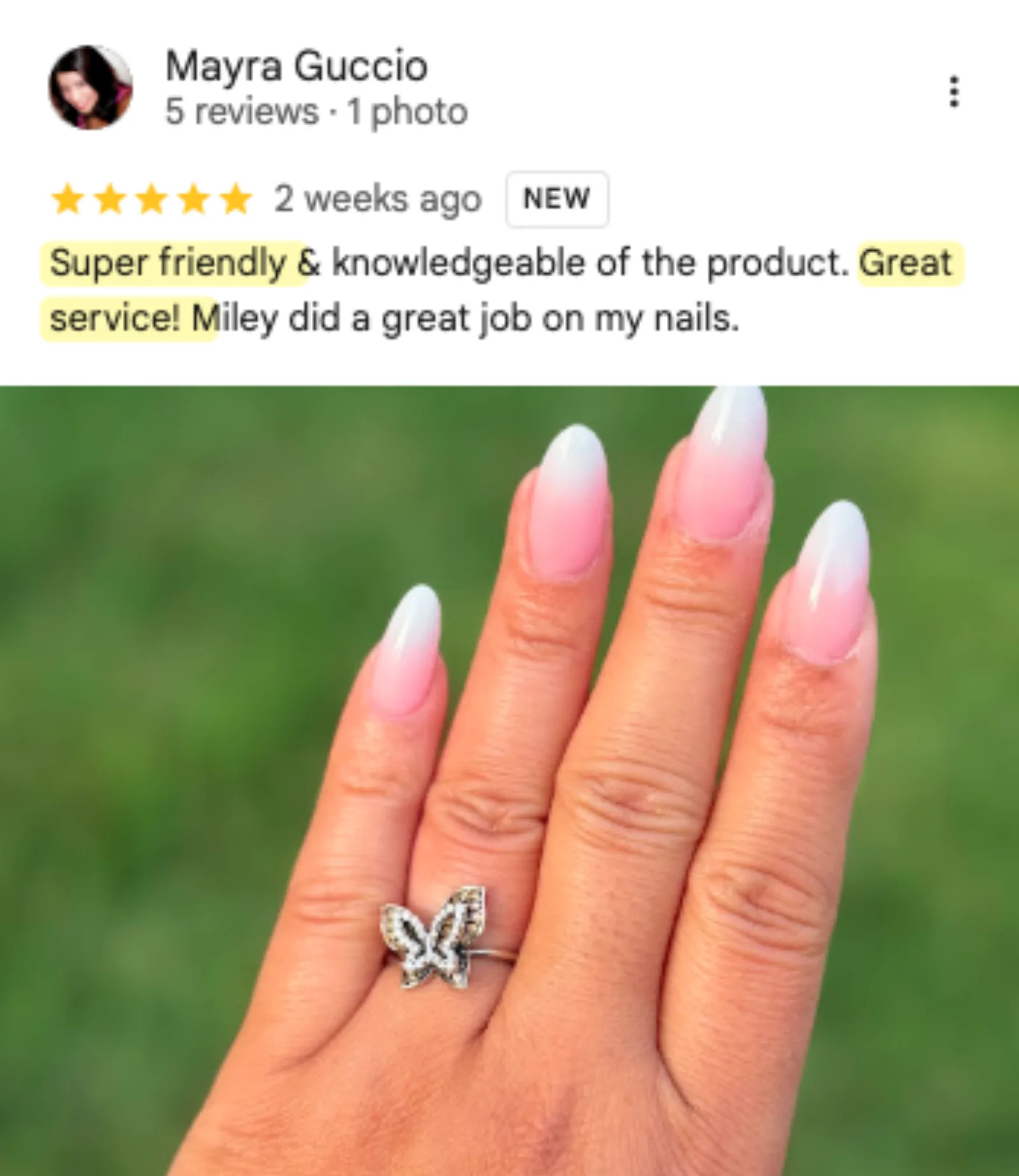 Mayra Guccio 5-star Google review of Trust Nails & Spa