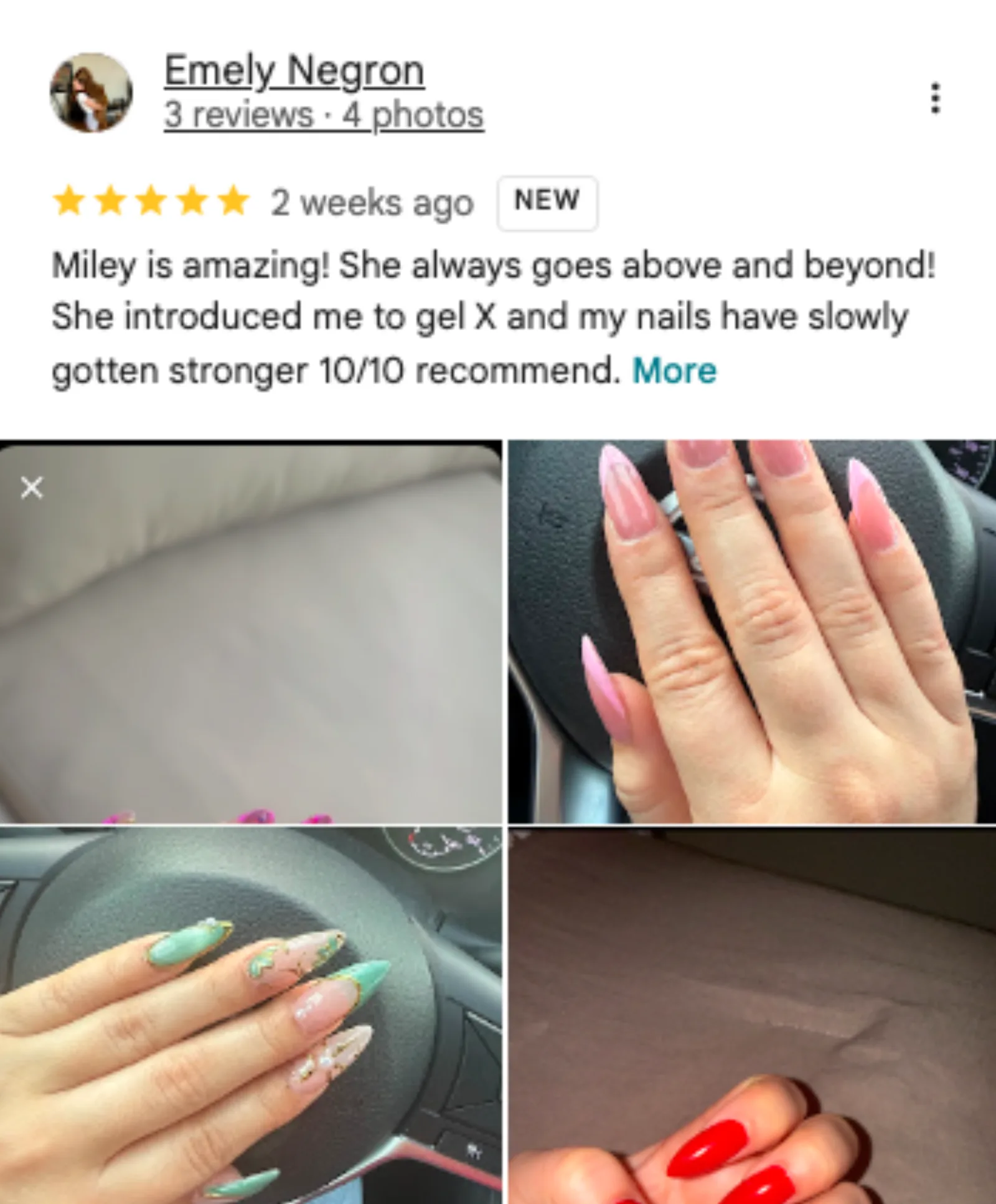 Emely Negron 5-star Google review of Trust Nails & Spa