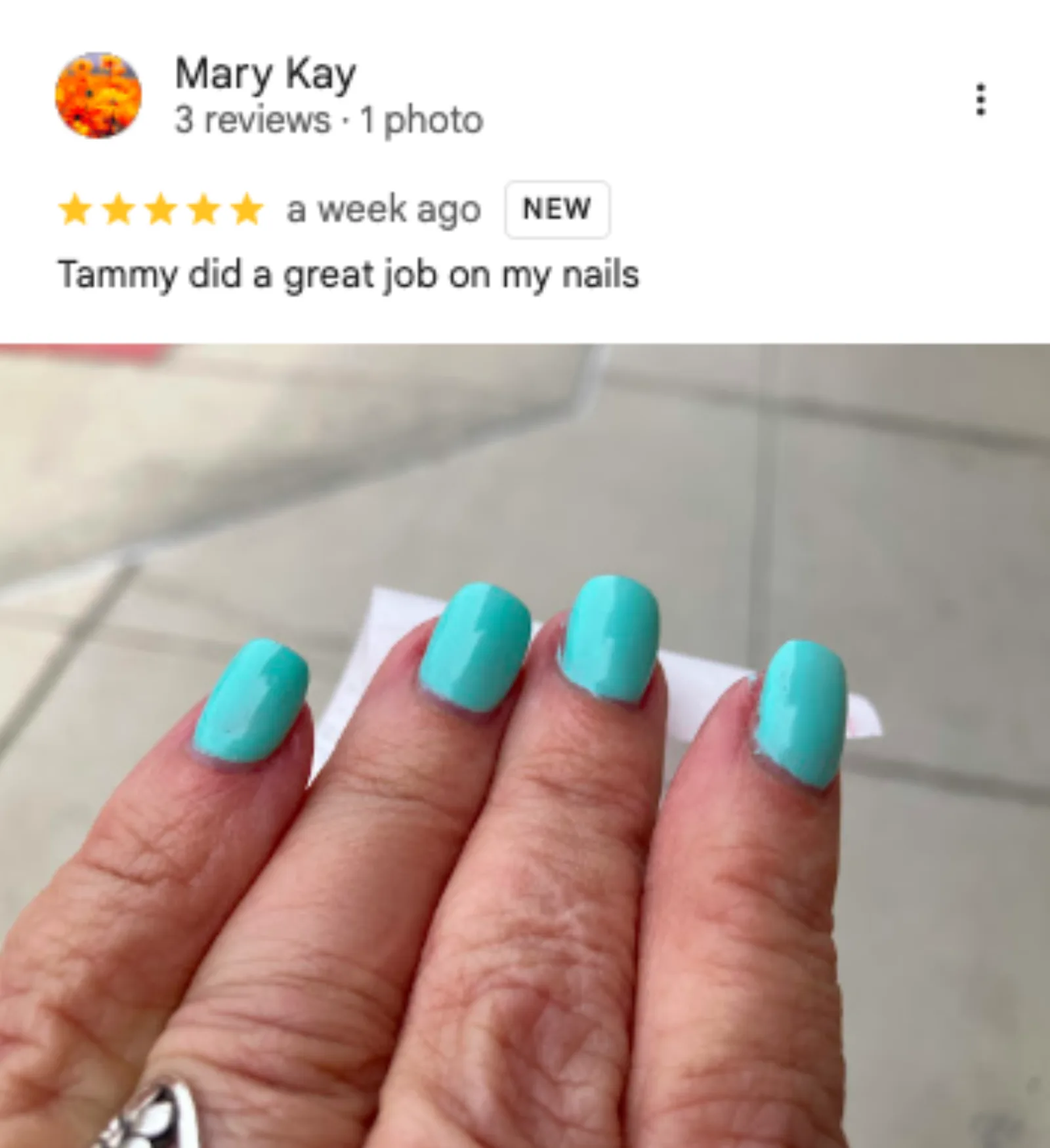 Mary Kay 5-star Google review of Trust Nails & Spa