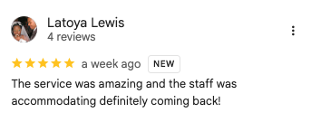 Latoya Lewis 5-star Google review of Trust Nails & Spa