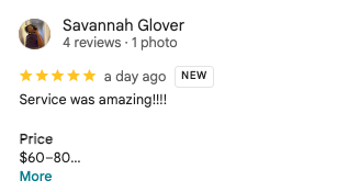 Savannah Glover 5-star Google review of Trust Nails & Spa