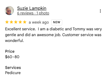 Suzie Lampkin 5-star Google review of Trust Nails & Spa
