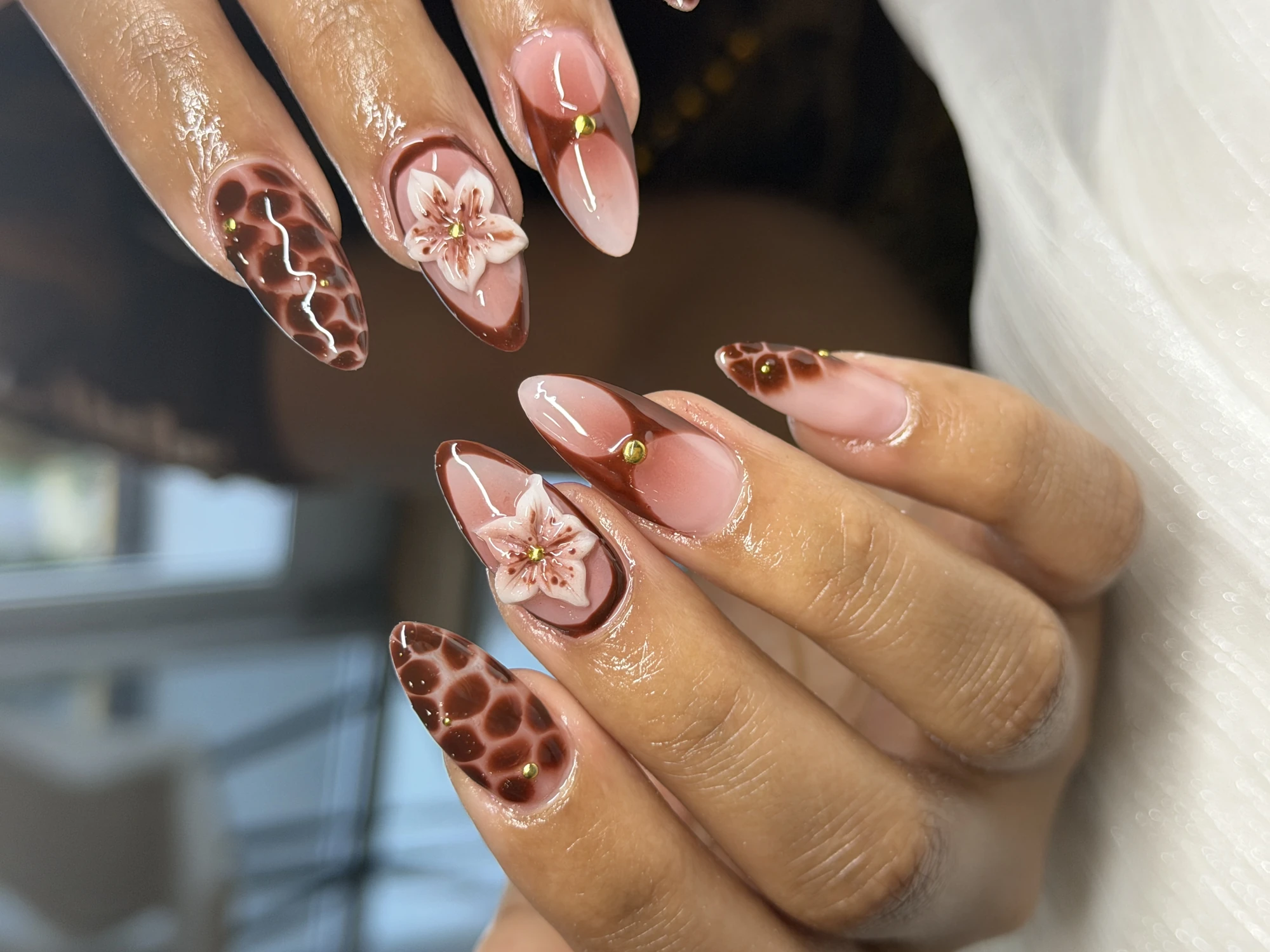 Detailed nail art finished at Trust Nails & Spa, Kissimmee FL